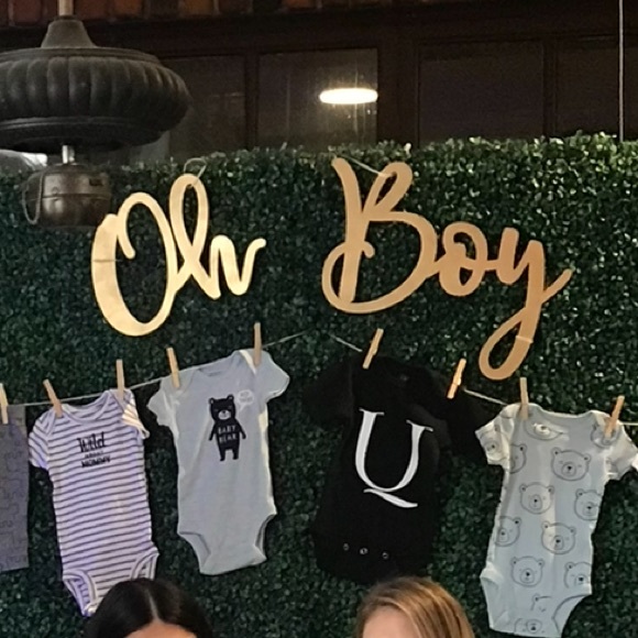 Wall Decor Oh Boy Gold Hang Painted Custom Wooden Wall Baby Shower